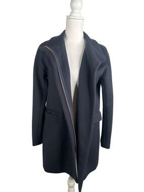 J. Crew 100% Virgin Wool Navy Blue‎ Winter Pea Coat Broken Zipper Jacket Size 4